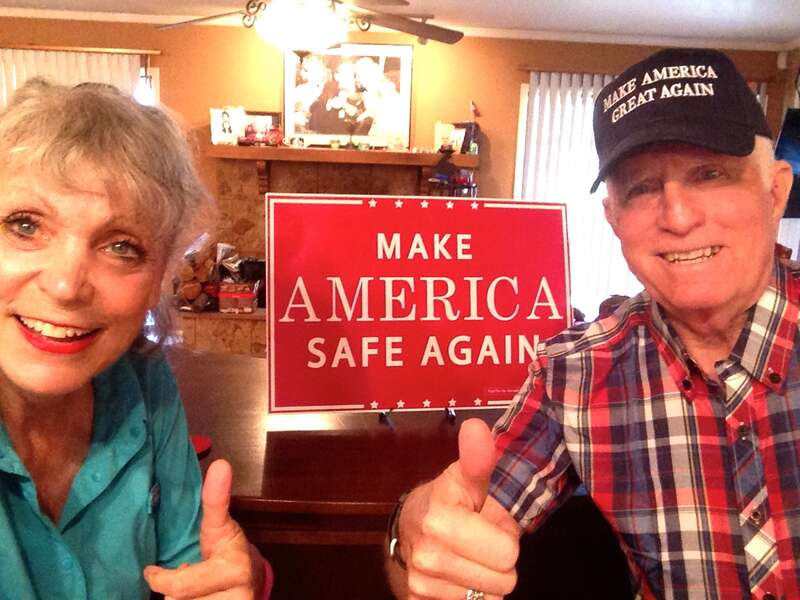 Fred Shinn and Terrie Frankel, two Trump supporters (Terrie a lifelong Democrat voting for Trump)!