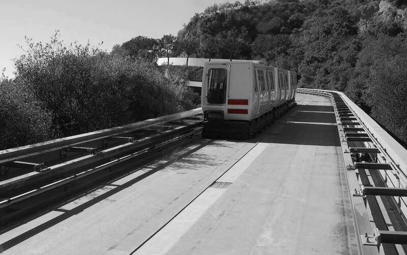 Tram at the J. Paul Getty Museum in West Los Angeles, California