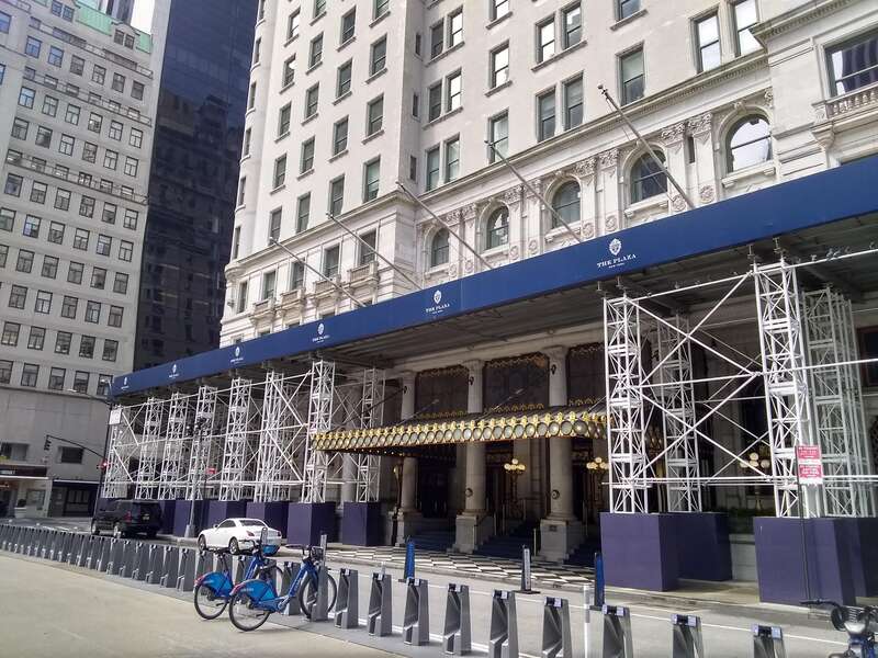 The Plaza Hotel at Grand Army Plaza in Manhattan, New York, seen in April 2021