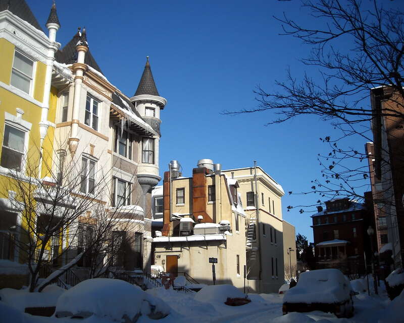 Facing north on Hopkins Street, N.W., (between 20th, 21st, O and P Streets, N.W.) in the Dupont Circle neighborhood of Washington, D.C., following the Second North American blizzard of 2010.