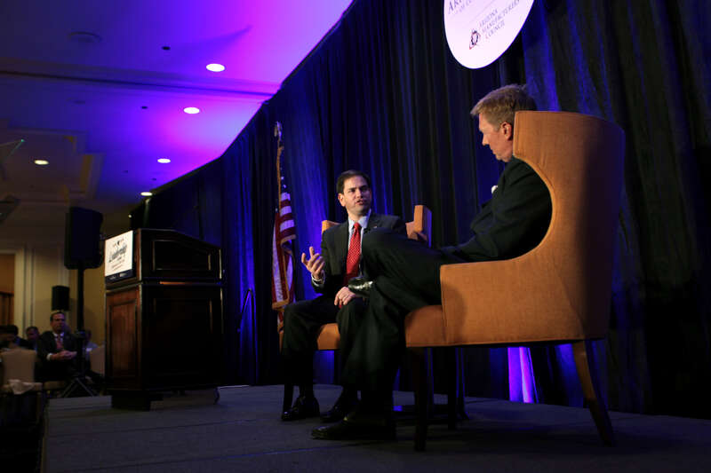 U.S. Senator Marco Rubio of Florida and John Hook speaking at the Arizona Chamber of Commerce &amp; Industry's Leadership Series luncheon in Phoenix, Arizona.

Please attribute to Gage Skidmore if used elsewhere.