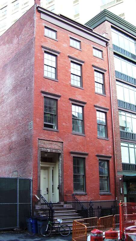 The Samuel Tredwell Skidmore House at 37 East 4th Street between Cooper Square and Lafayette Street in Manhattan, New York City, was built in 1845 in the Greek Revival style.  Skidmore was a cousin of Seabury Tredwell, whose house on the same block