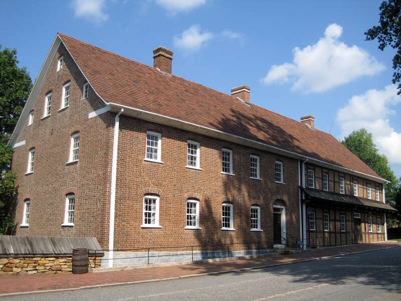 The Single Brothers House in Winston-Salem, NC (1786), a national landmark. The northern (right) section was built in 1769 and the southern part in 1786. It is an excellent example of German half-timber design in the United States. The Single