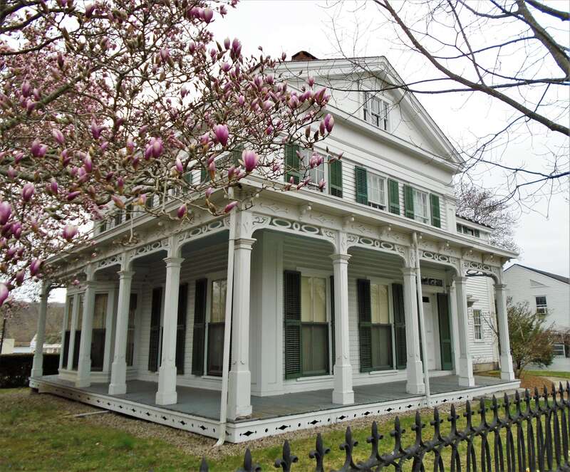 The Thomas S. Greenman House at 79 Greenmanville Avenue in Mystic, Connecticut was built in 1842 in the Greek Revival style for Thomas S. Greenman, the youngest of three brothers who founded the George Greenman &amp; Co. shipyard. The porches with