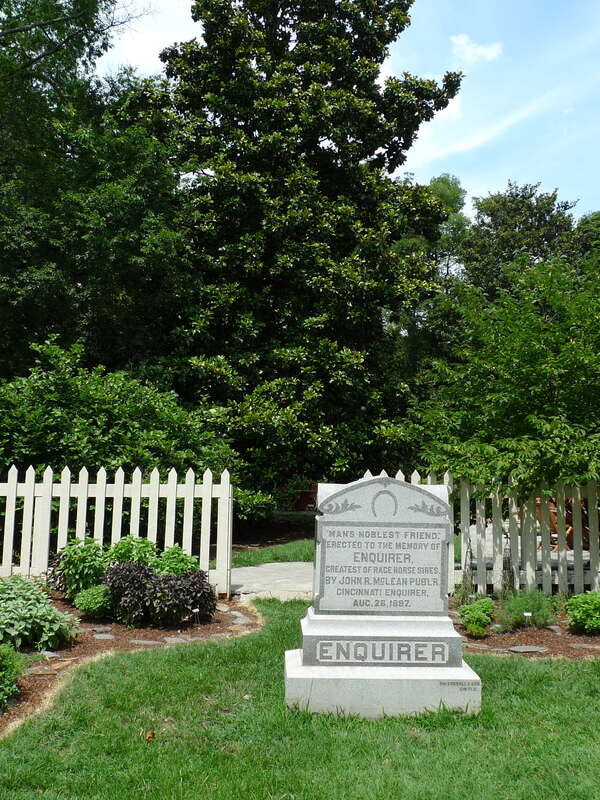 A gravestone for the horse "Enquirer", at Belle Meade Plantation in Tennessee.