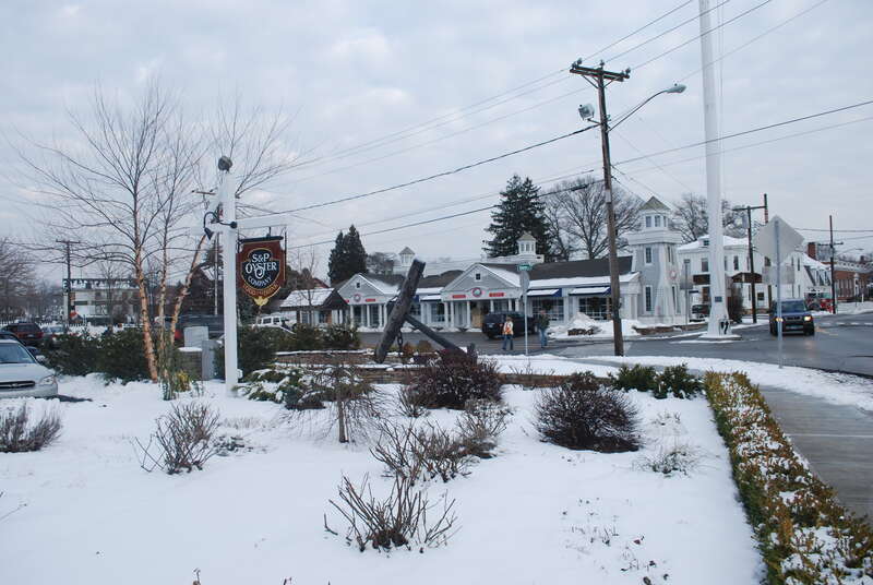 Downtown Mystic, Connecticut in the winter.