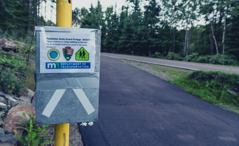 A device that counts the number of pedestrians passing by, at Grand Portage National Monument in Minnesota.