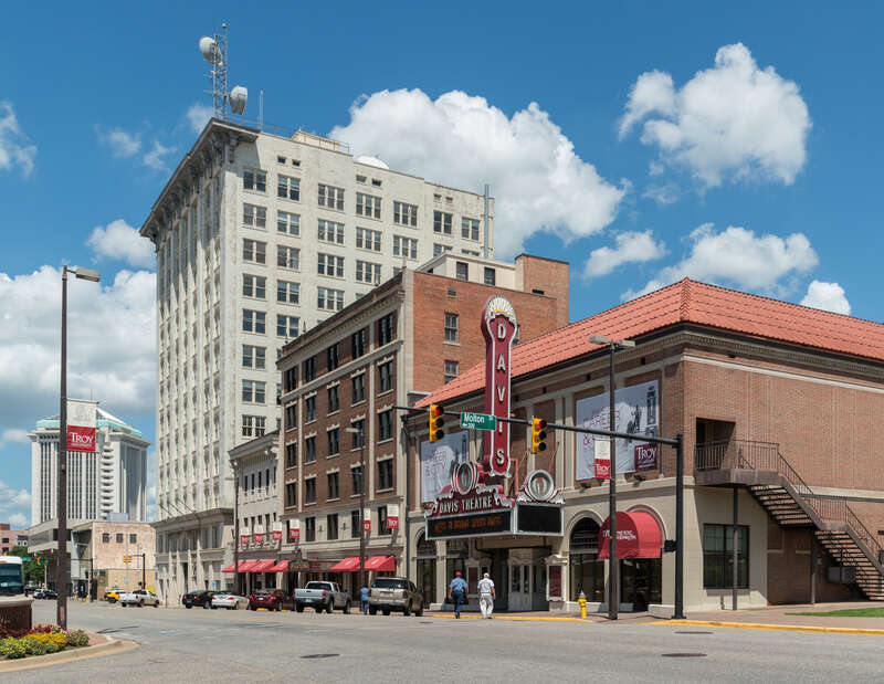 A west view of Troy University buildings including Davis Theatre, Montgomery, Alabama