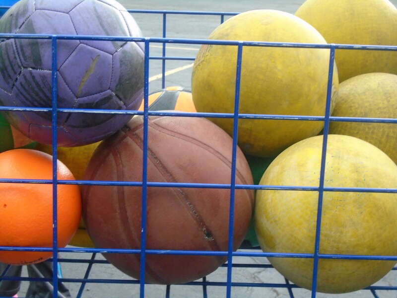 Various game and sports balls, side view