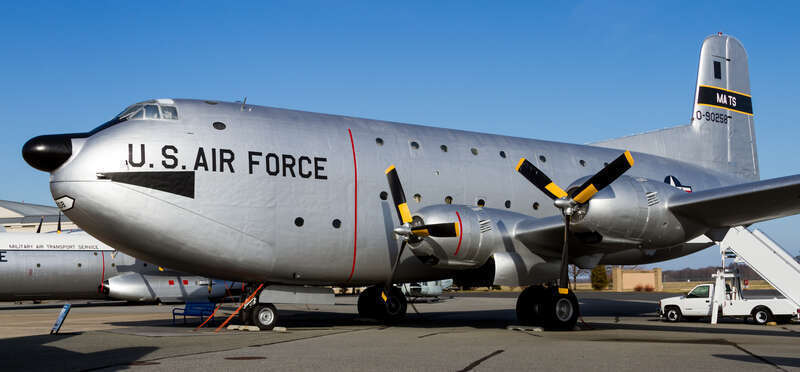 A C-124 Globemaster at the Air Mobility Command Museum at Dover Air Force Base on February 14, 2018.