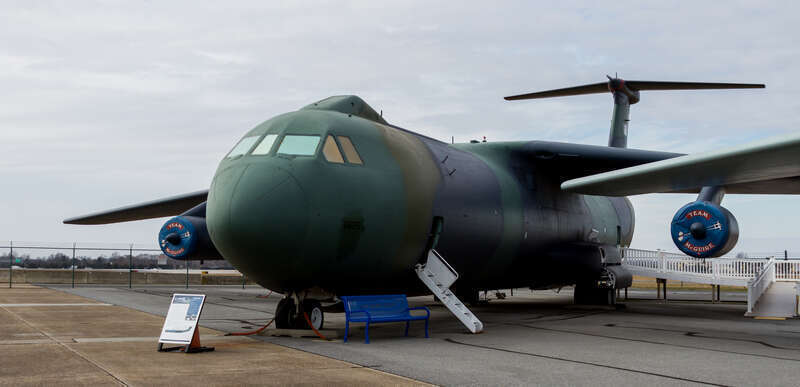 A C-141B Starlifter at the Air Mobility Command Museum at Dover Air Force Base on February 14, 2018.