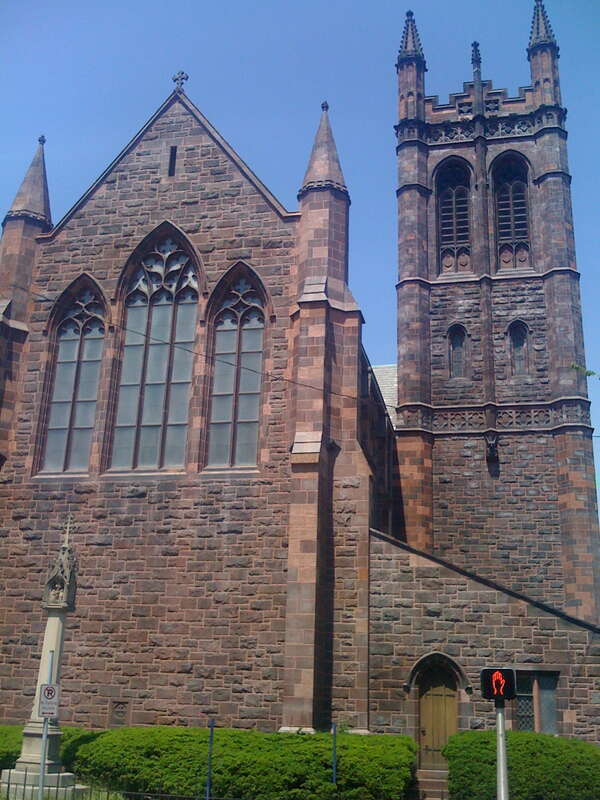 This photograph of christ church is released to the public domain by me the  photographer. According to US copyright law I am the sole holder of rights to the image of this building in a public place. Additionally the architect has been deceased for