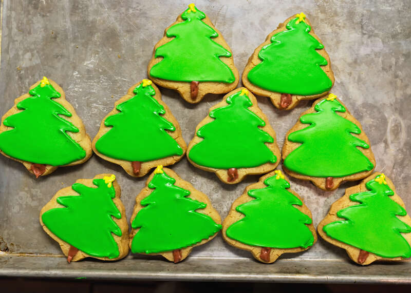 Emily baked these delicious Christmas Tree shortbread cookies at Church Street Coffee &amp; Books