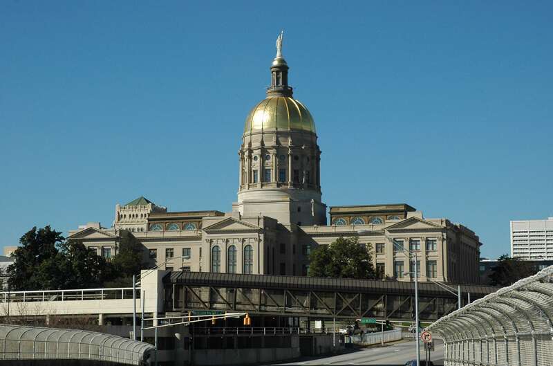 Georgia State Capitol building in Atlanta, Georgia.  The dome is covered with gold leaf mined from the north Georgia city of Dahlonega.  Photo taken Jan. 16 by J. Glover (AUtiger)