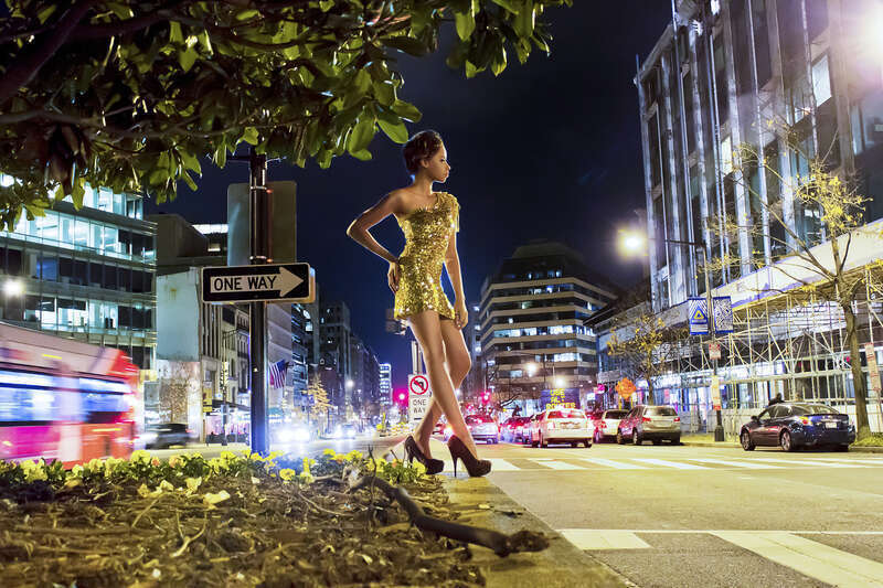 
500px provided description: Tried some night photography with Avery Lee during her DC visit. A little grainy from the high ISO but viewable. [#dupont ,#Night ,#Model ,#DC]