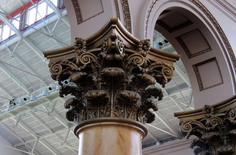 Detail of a Corinthian column inside the National Building Museum, located in the Judiciary Square neighborhood of Washington, D.C.