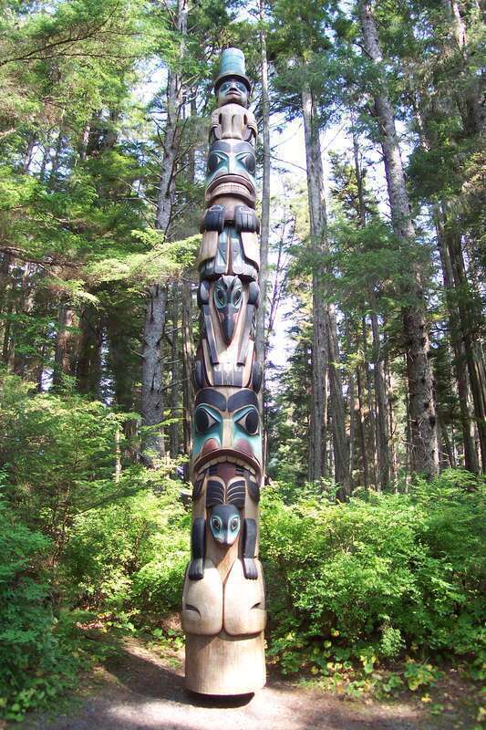 One of the many Native Alaskan totem poles on display at Sitka National Historical Park, Alaska.
Photograph by Robert A. Estremo, copyright 2005.