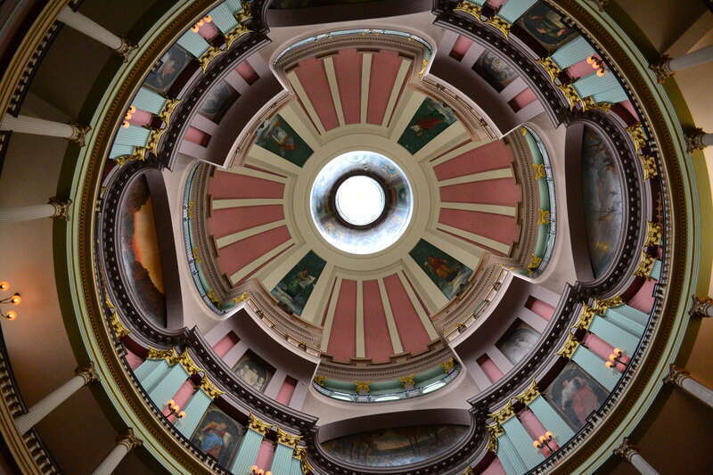 The interior of the rotunda dome of the Old Courthouse in St. Louis, Missouri.