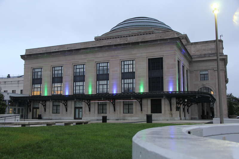 Science Museum of Virginia is lit up for Neurofibromatosis Awareness Month. #‎EndNF #‎childrenstumorfoundation #‎ctf #‎ShinetheLightonNF