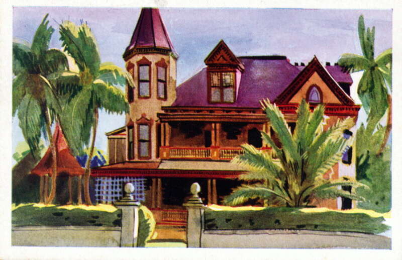 Persistent URL: http://floridamemory.com/items/show/159390Local call number: PC1636Title: The Southernmost House, Key West, FloridaDate: ca. 1920Physical descrip: 1 postcard - col. - 9 x 14 cm.Series Title:
