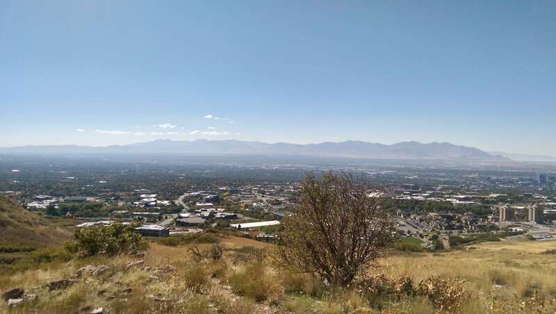 A view of Salt Lake City from the trails maintained by the University of Utah's Red Butte Garden.