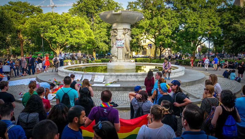 Vigil in support of the victims of the 2016 Orlando nightclub shooting, Washington, D.C.