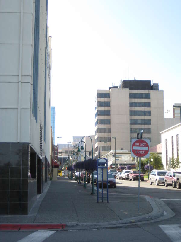 South east corner of 4th Avenue at F Street. This sign is missing one panel (Darrel took it.)