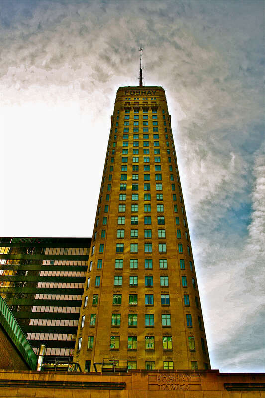 The Foshay Tower, now the W Minneapolis – The Foshay hotel, is a skyscraper in Minneapolis, Minnesota. Modeled after the Washington Monument, the building was completed in 1929, months before the stock market crash in October of that year. It has 32