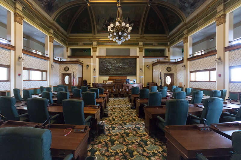 The chamber of Senate in the Montana State Capitol in Helena