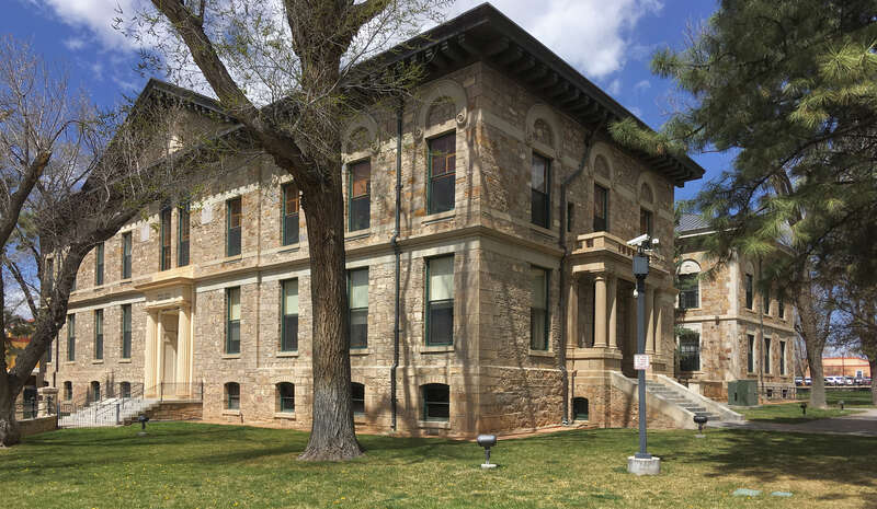 Santiago E. Campos United States courthouse in Santa Fe, New Mexico. Originally intended to serve as the territorial capitol.