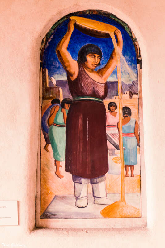 One of six murals in the courtyard of the New Mexico Museum of Art in Santa Fe, New Mexico, by Will Shuster.
Best viewed LARGE.
The curation card information is here:

<a