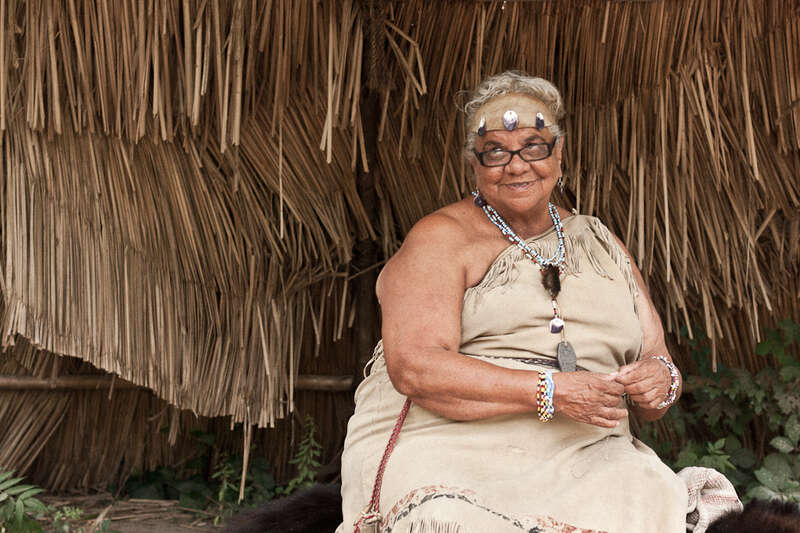 Woman at Wampanoag village, Plimoth Plantation in Plymouth, MA