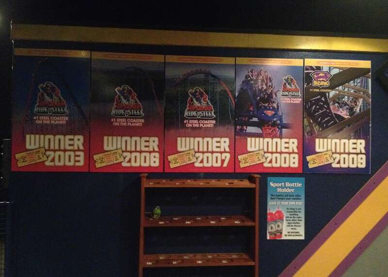 Bizarro winner signs at Six Flags New England.