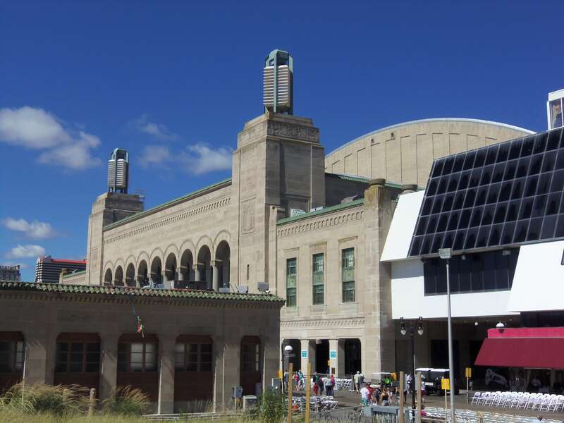Boardwalk Hall, formerly known as the Atlantic City Convention Hall, Georgia and Mississippi Aves. and the Boardwalk Atlantic City