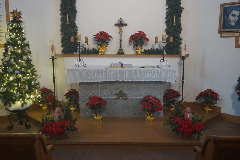 The interior of the Silent Night Memorial Chapel in Frankenmuth, Michigan (United States).
