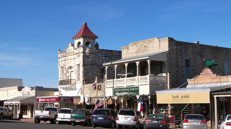 Buildings on Main Street are part of the Fredericksburg Historic District located in Fredericksburg, Texas, United States. The district was listed on the National Register of Historic Places on October 14, 1970. This is the 100 block of East Main