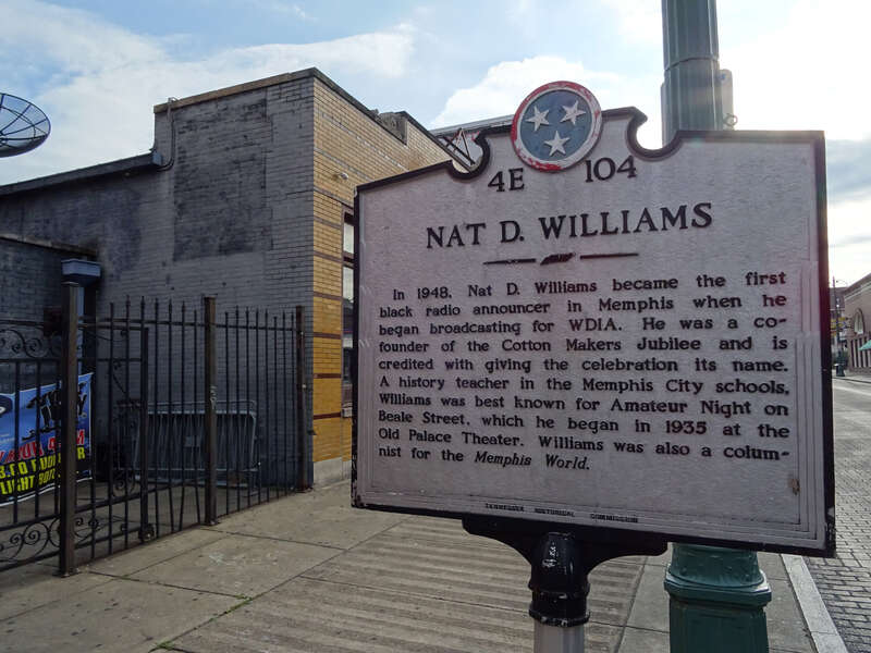 In 1948, Nat D. Williams became the first black radio announcer in Memphis when he began broadcasting for WDIA. He was a co-founder of the Cotton Makers Jubilee and is credited with giving the celebration its name. A history teacher in the Memphis