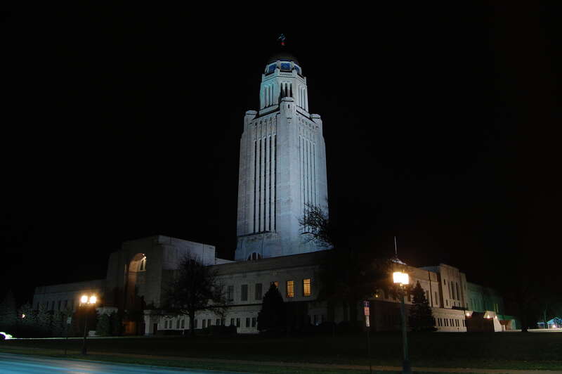 This building was constructed between 1922-1932 and is IMHO the coolest capitol building.

(Experimenting with the "Magic Cloth" technique.  Held my glove in front of the upper portion of the frame to avoid burning out the tower which was lit more