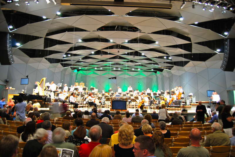 The Boston Pops setting up to play "Film Night at Tanglewood" under the direction of John Williams at Tanglewood in Lenox, Massachusetts, United States