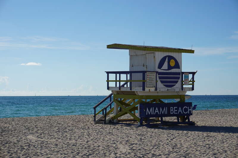 Lifeguard Hut on South Beach at sunrise - Miami, Florida