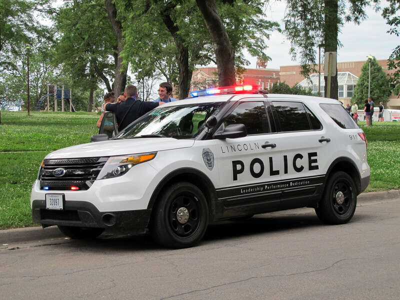 Photo of a Lincoln Police SUV; of the Lincoln Police Department in Lincoln, Nebraska.  Photo was taken across from Cooper Park, along S. 8th Street in Lincoln.