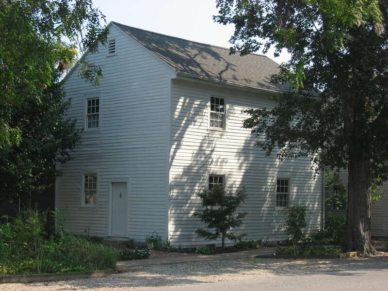Front of the Ludwig Epple House, located at 520 Granary Street in New Harmony, Indiana, United States.  Built in 1823, it is listed on the National Register of Historic Places, and it is part of the New Harmony Historic District, a National Historic