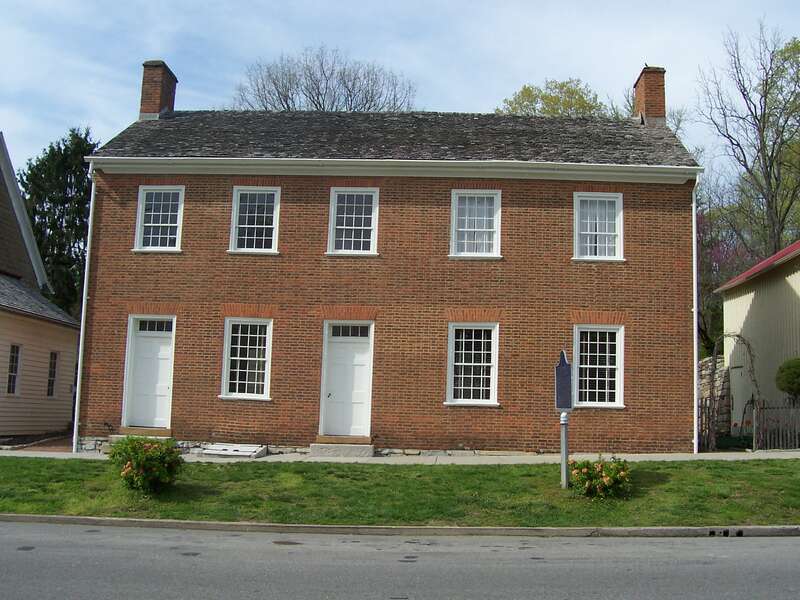 Governor's Headquarters in Corydon, Indiana. Built by Davis Floyd c 1816, purchased by Indiana c 1820. Inhabited by William Hendricks c 1820-1824. Sold by the state c 1840. This was Indiana's first "Governor's Mansion".