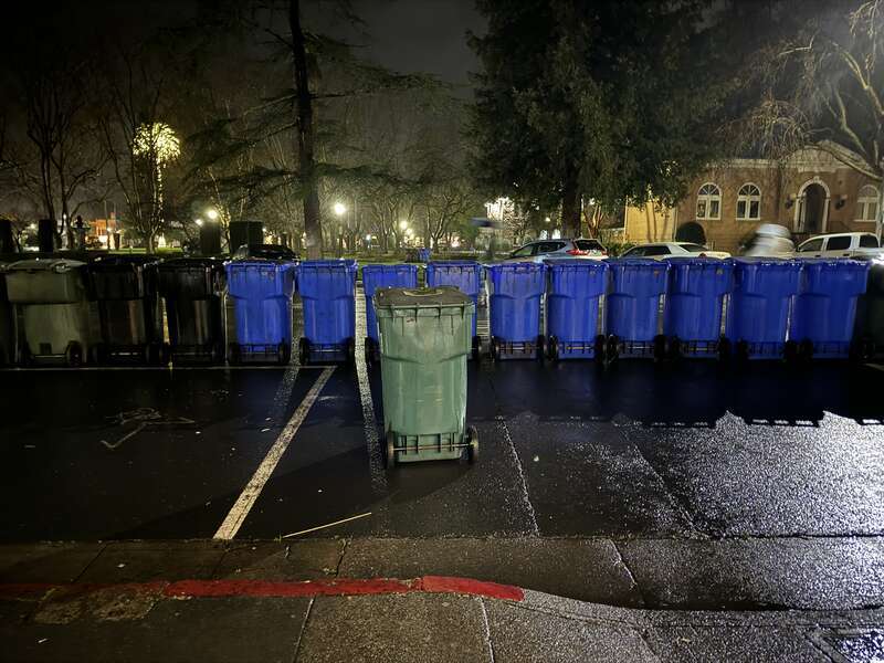 Garbage cans in downtown Sonoma