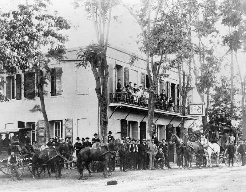 Exterior of the Mitchler Hotel (now known as Murphys Hotel), Murphys, California, USA.