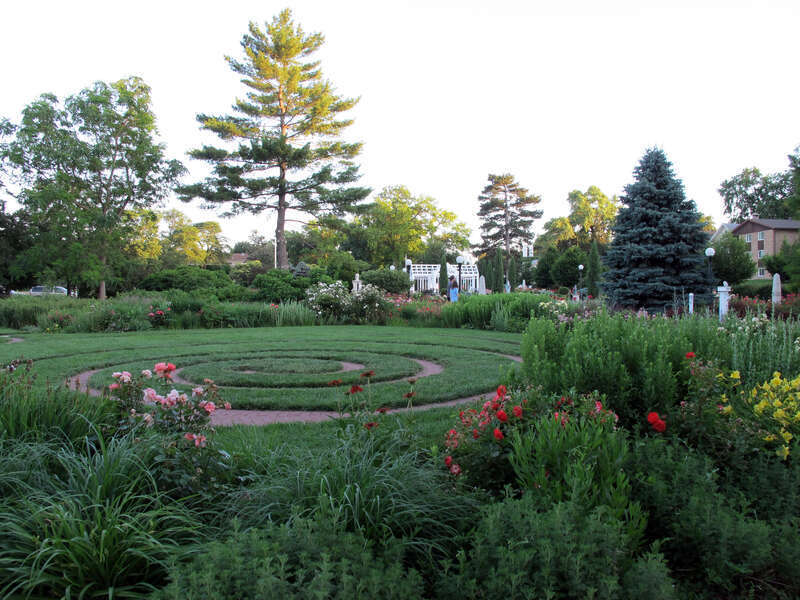 Photo of a section of the Rotary Strolling Garden (within Antelope Park), located to the east of S. 27th &amp; "C" Streets in Lincoln, Nebraska.  Photo taken near the northwestern extremity of the garden, looking almost due south.  The Hamann Rose