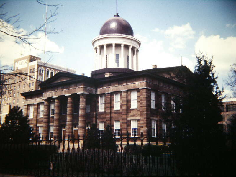 Springfield, Illinois, where Lincoln practiced law and served in legislature, digital copy of slide. Complete indexed photo collection at WorldHistoryPics.com.