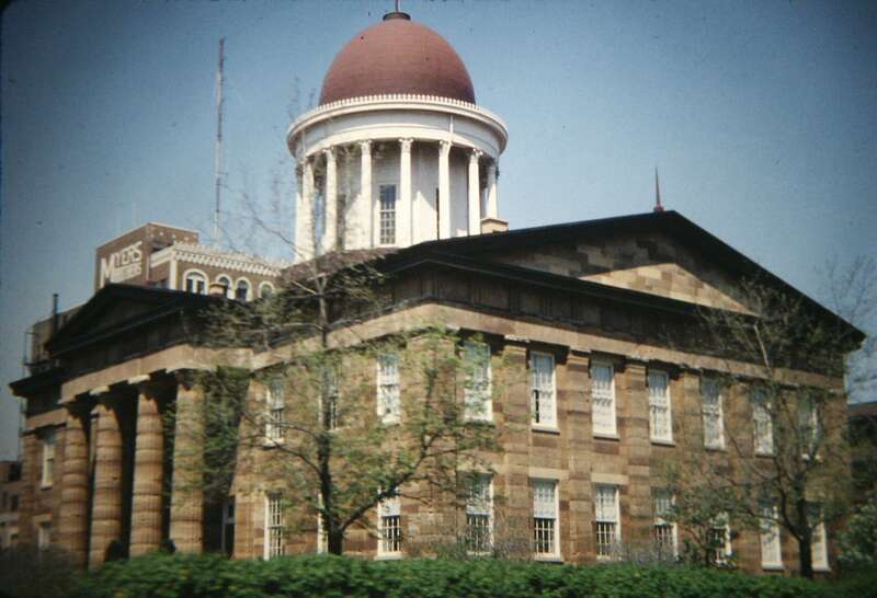 Springfield, Illinois, where Lincoln practiced law and served in legislature, digital copy of slide. Complete indexed photo collection at WorldHistoryPics.com.