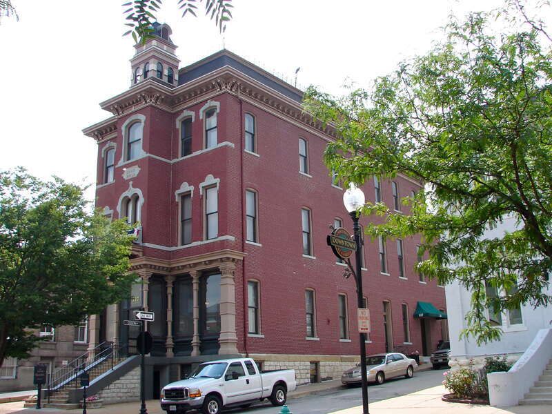 St. Charles Odd Fellows Hall on the NRHP since April 13, 1987. At 117 S. Main, St. Charles, Missouri.  In the main Historic District in St. Charles, across from the BPOE