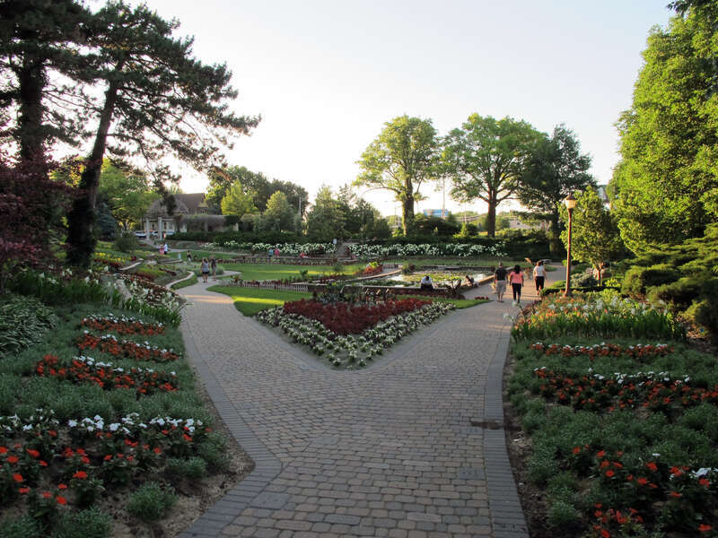 Photo of the Sunken Gardens. The Sunken Gardens are located on the southwest corner of S. 27th Street &amp; Capital Parkway in Lincoln, Nebraska. This photo was taken off of S. 27th &amp; "C" Streets; from near the southeast entrance to the gardens,
